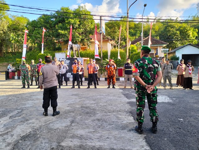 Apel Gabungan Pengamanan Malam Idul Adha 1443 H Di Koramil Jampangkulon