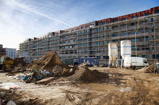 Baustelle Thaerstraße, zwischen Erich-Nehlhans-Straße und Zur Marktflagge, Zur Innung, 10247 Berlin, 07.01.2014