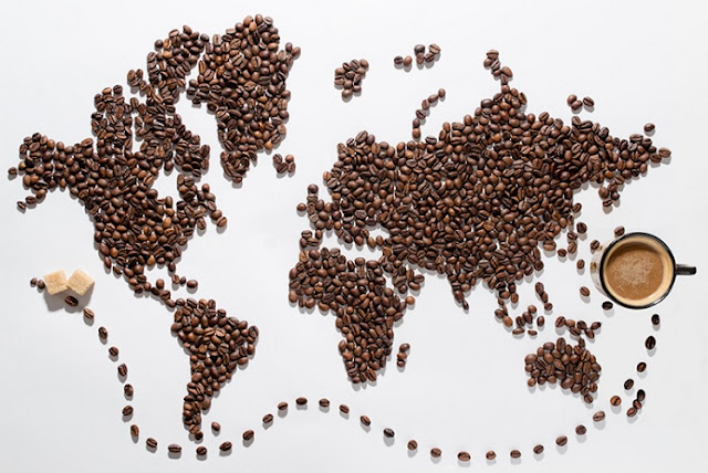 World Map Made with Coffee Beans