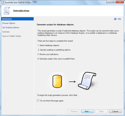 Sql server database script example