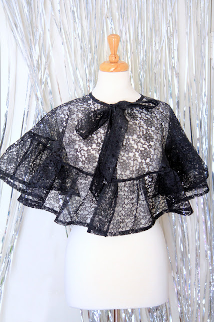 Victorian Style Black Lace Cape by Mademoiselle Mermaid.