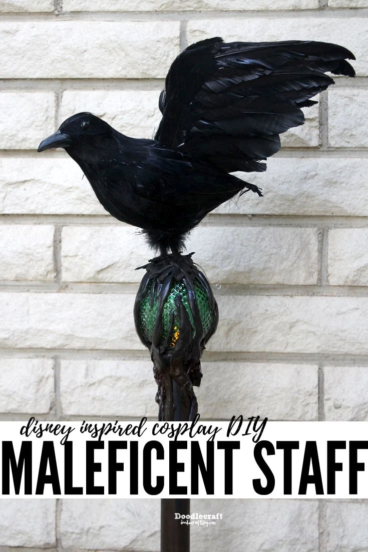 Dinsey Inspired Sleeping Beauty Maleficent Movie Costume Staff DIY with Diaval and light up orb!