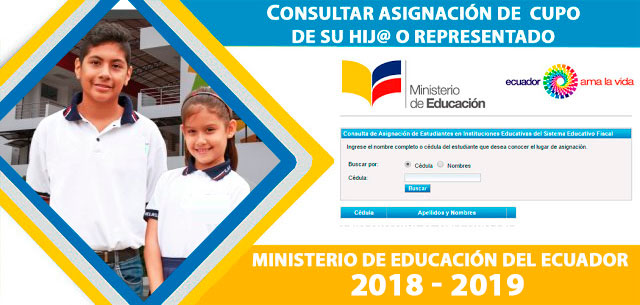Consultar Asignación de Cupos Sierra - Ministerio de Educación Ecuador 2018