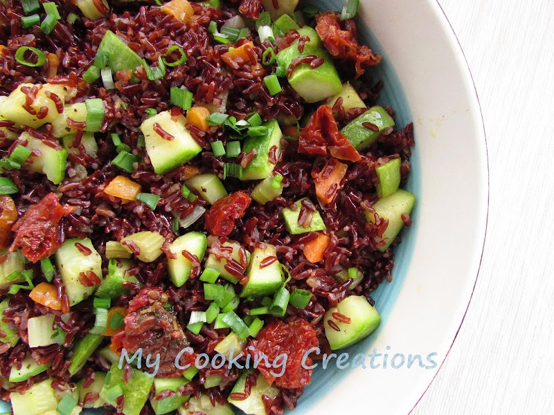 Червен пълнозърнест ориз със зеленчуци * Insalata di riso rosso con verdure