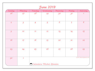 Free Printable Calendar June 2019