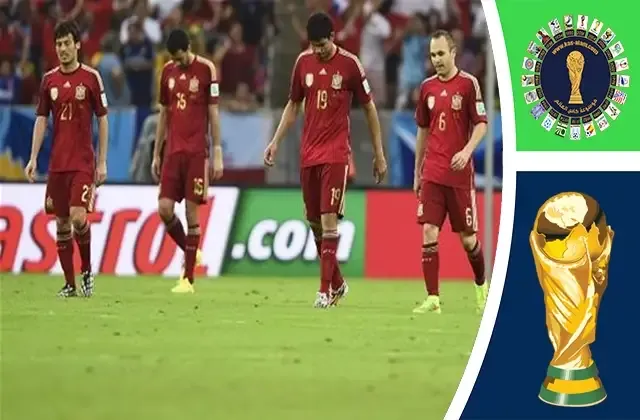 خرجت إسبانيا من الدور الأول في كأس العالم 2014 وهي حاملة اللقب