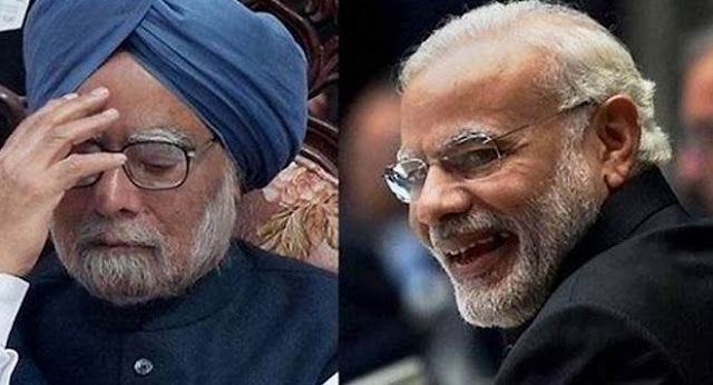 Manmohan Singh & Narendra Modi's pic. Both PMs or Prime Ministers of India