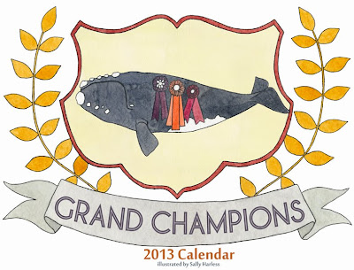 2013 calendar showing animals winning championships - whale on cover