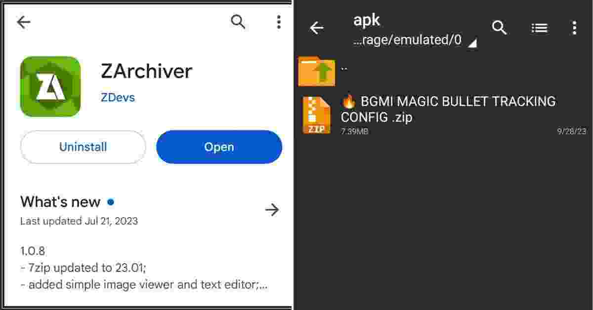 Bgmi Magic Bullet Tracking Config and Zarchiver app