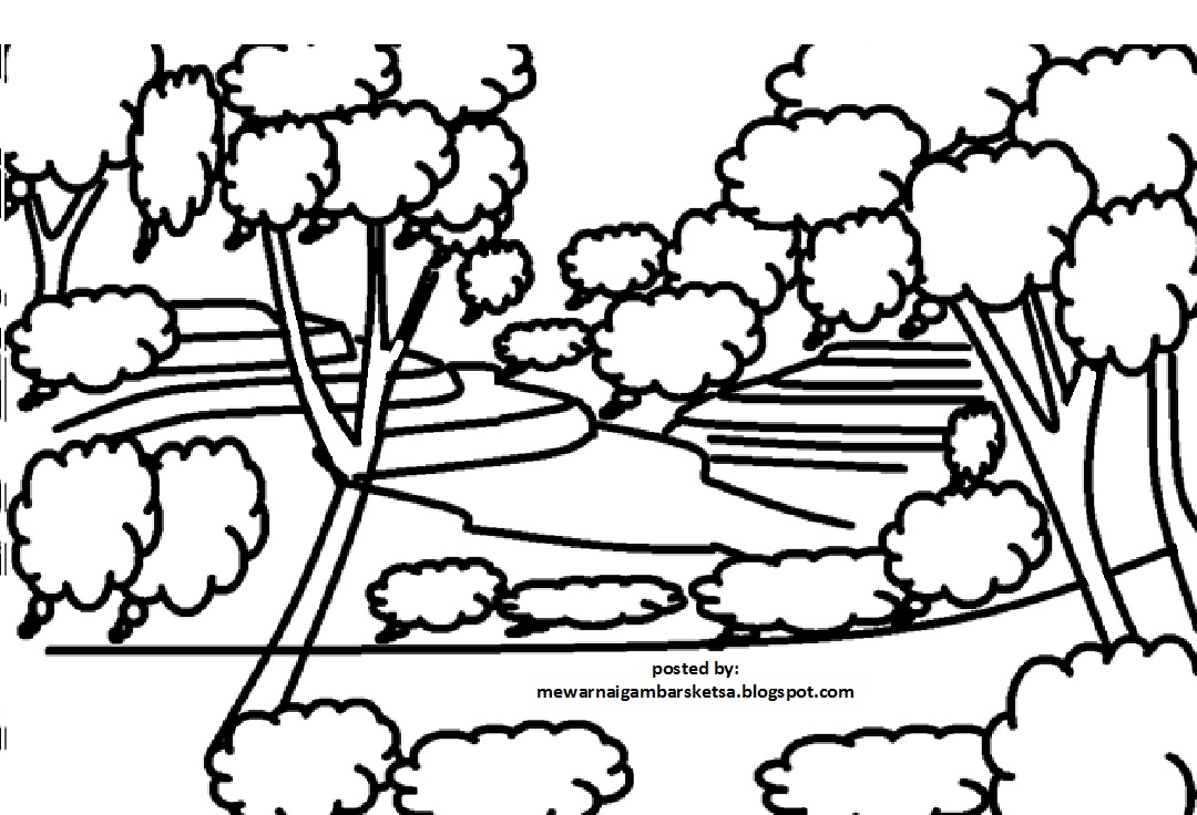 Mewarnai Gambar Mewarnai Gambar Sketsa Pemandangan Alam 4