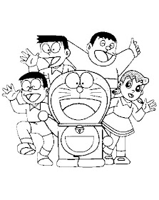 Coloring Pages Doraemon, Nobita, Dorami, Shizuka, Suneo, Jayen and Friends 