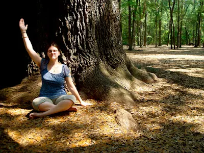 under an oak tree