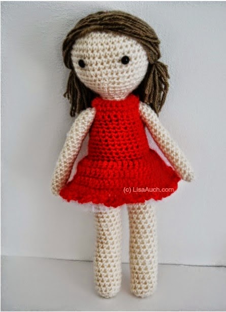 Little Crochet Red Dress Pattern for your Basic Amigurumi Doll