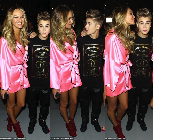 Candice Swanepoel and Justin Bieber Backstage at Victoria Secret Show 2012