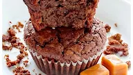 Dark Chocolate Brownie Cupcakes with Salted Caramel Frosting and a Giveaway