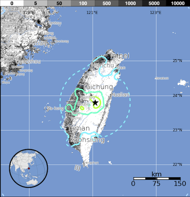 Epicentro sismo Taiwan, 02 de Junio de 2013