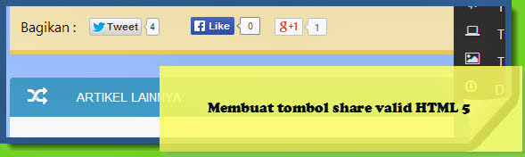 Tombol Share Facebook Twitter dan google plus valid HTML5
