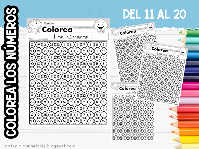 COLOREA LOS NÚMEROS DEL 11 AL 20