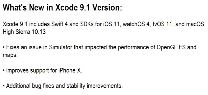 Xcode 9.1 Features & Changelog