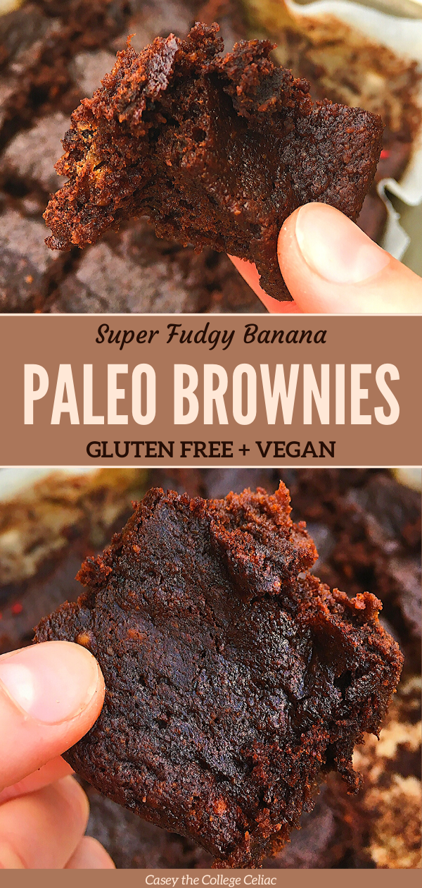 Super Fudgy Banana Paleo Brownies (Vegan, Gluten Free)