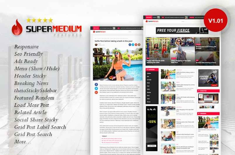 Supermedium Featured Random Responsive Blogger Template - Responsive Blogger Template