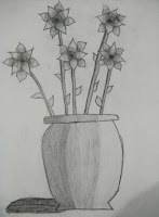 Harmony Arts Academy Drawing Classes Thursday 18-July-19 Anusha Yogesh Bhojane 11 yrs Flower Vase Object Drawing Drawing Grade Pencils, Paper SSDP - Pencil Sketching