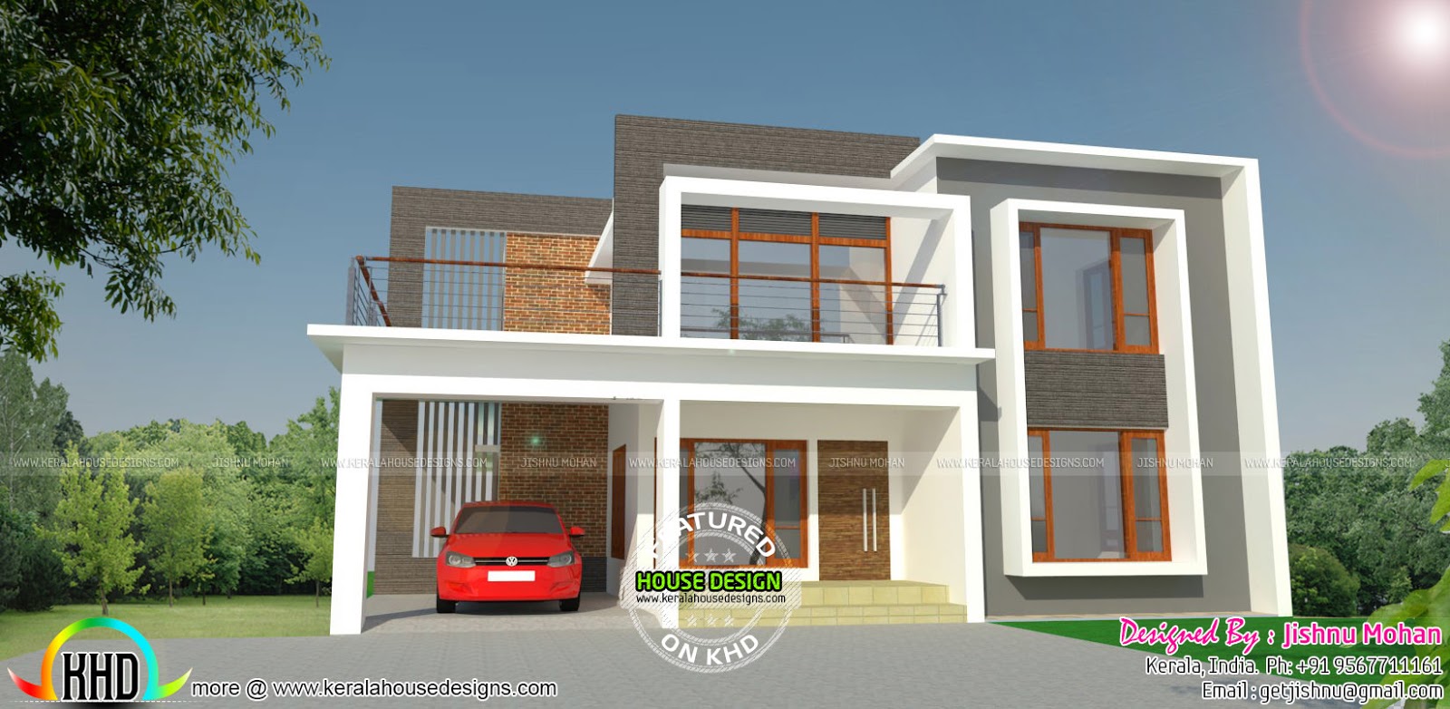 Modern flat  roof residence with plan Kerala home  design  