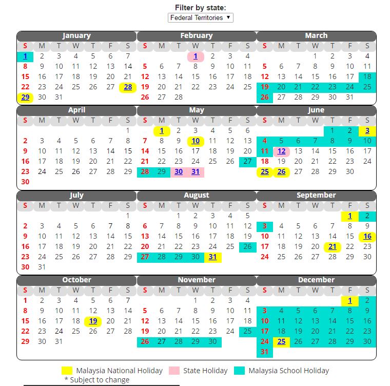 Public Holidays Malaysia 2017 with Long Weekend Planner ...