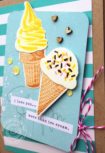 Sunny Studio Stamps: Two Scoops Ice Cream Happy Birthday Card by Vanessa Menhorn