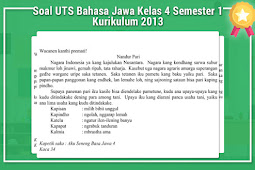 Soal Uts Bahasa Jawa Kelas 4 Semester 1 Kurikulum 2013