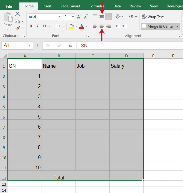 كيفية عمل جدول بيانات في Excel