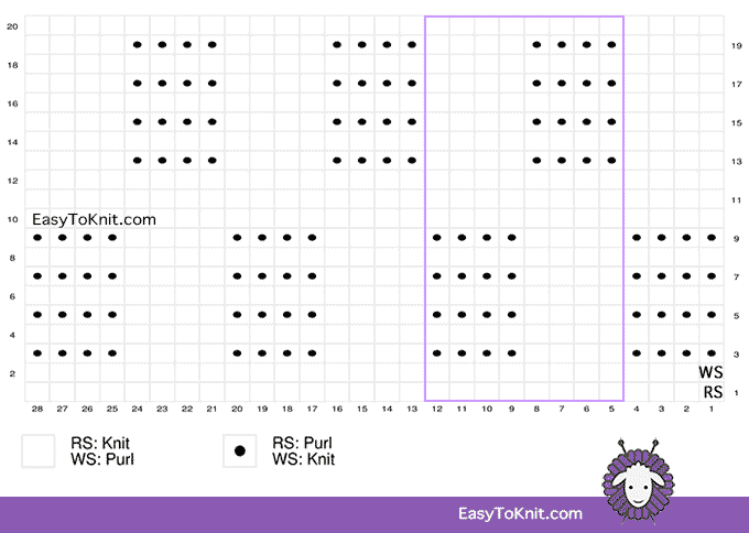 Basketweave Stitch Pattern chart