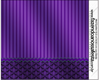 Purple with Arabesques and Stripes: Free Printable  Candy Bar Labels.