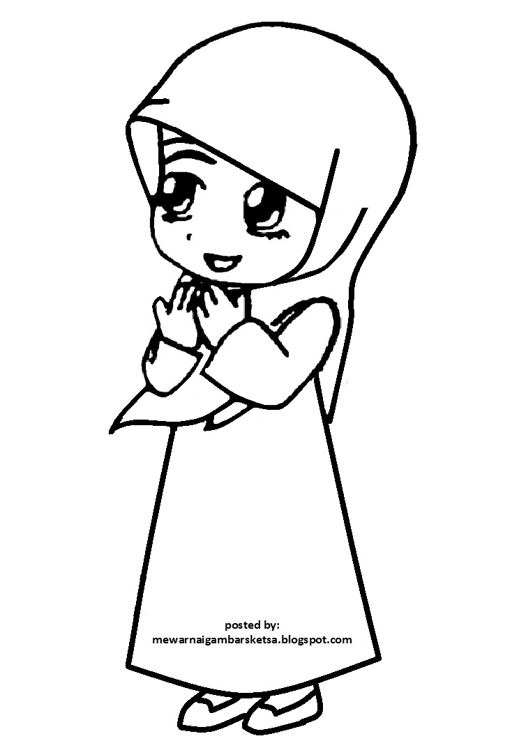 Wallpaper Kartun Muslimah Hitam Putih