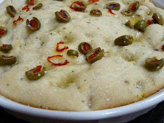 Focaccia Bread, olives and Habanero Chillies, Italian Bread