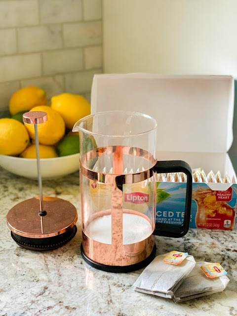 Southern Iced Sweet Tea Made in a French Press a quick and easy way to make tea using tea bags or loose tea since it strains automatically after steeping.  A French press is not just for coffee; it is so adaptable even for Southern sweet tea.