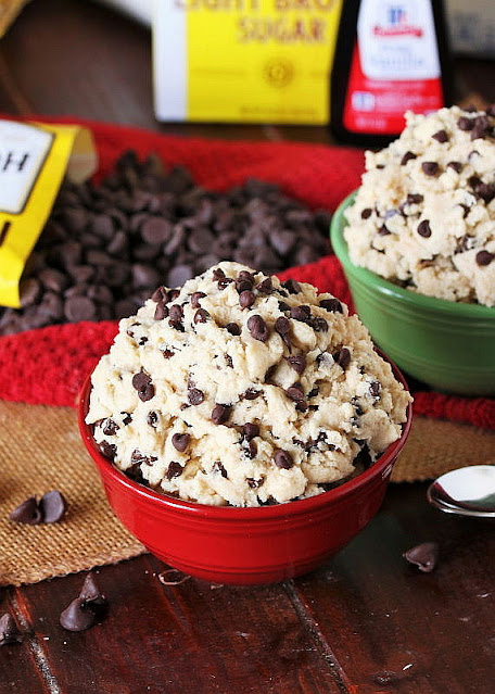 Bowl of Edible Chocolate Chip Cookie Dough Image