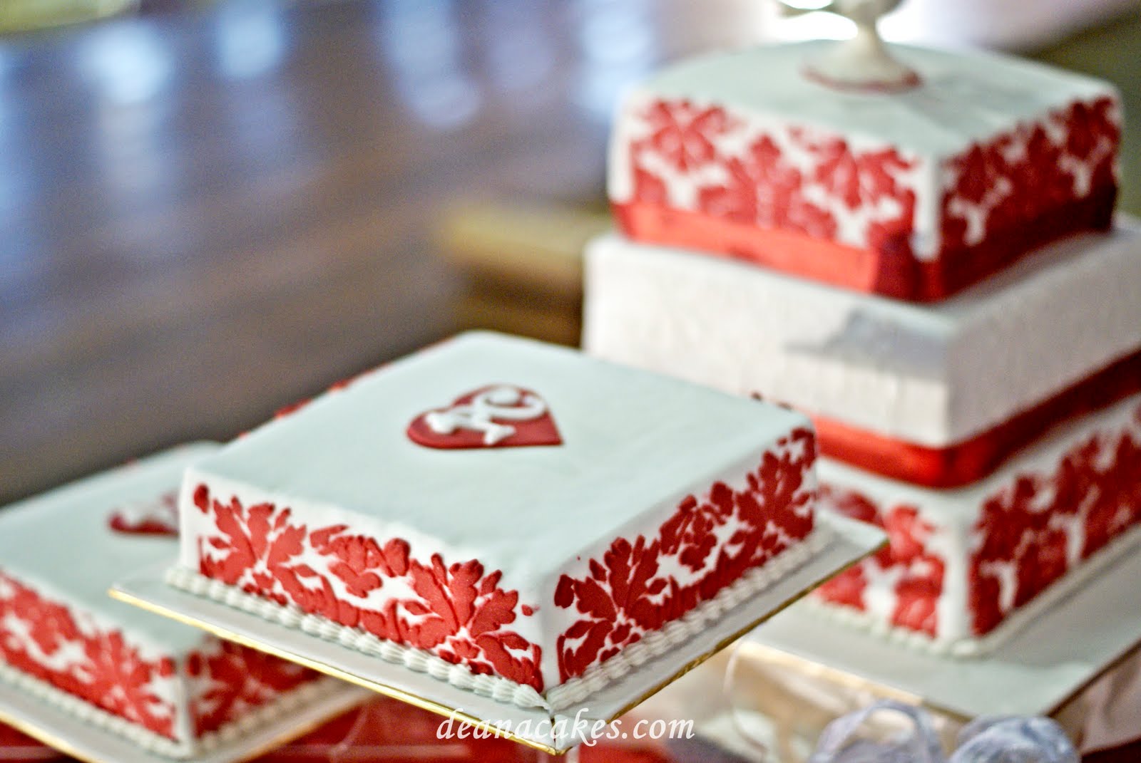 beautiful wedding cake, Red Damask Wedding Cakes damask cake