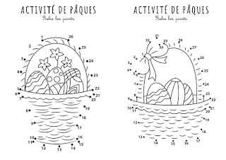 Points à relier de Pâques - dessin de lapin et oeufs en chocolat