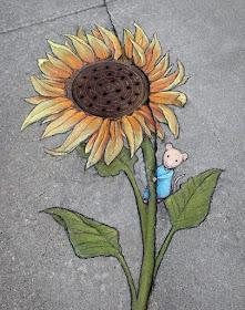 04-Drain-sunflower-and-mouse-Chalk-Drawings-David-Zinn-www-designstack-co