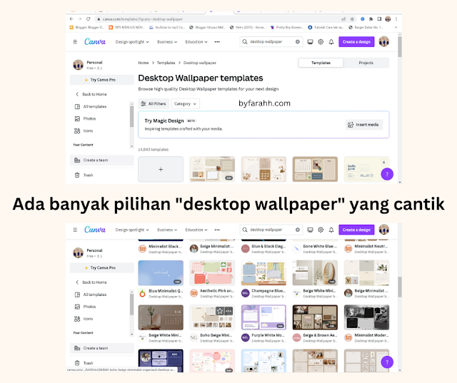 Cara untuk buat wallpaper desktop dengan mudah di Canva