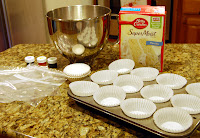 Striped cupcake supplies