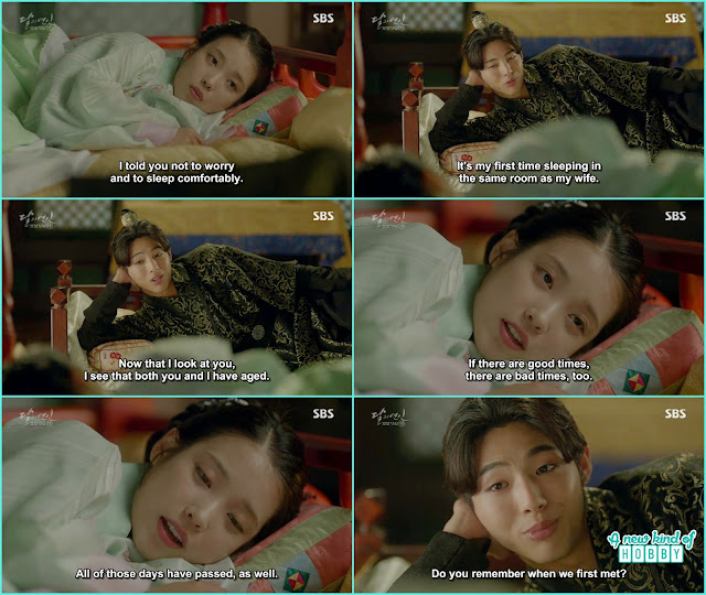 because of the baby Hae Soo is unwell Wang Jung sleep in her room and they talk the old memories - Moon Lovers Scarlet Heart Ryeo - Episode 20 Finale (Eng Sub)