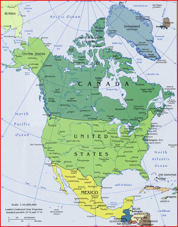 Peta Wilayah Negara Amerika Utara 