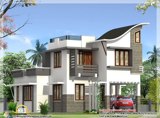 Contemporary Indian style villa elevation - 1900 square feet