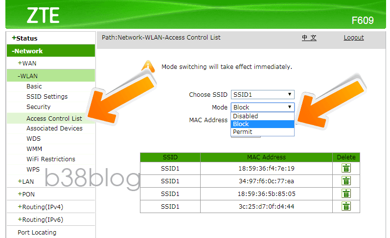 Cara Memblokir Pengguna Wifi Indihome ZTE F609