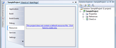 Visual Studio: Project Reources Tab