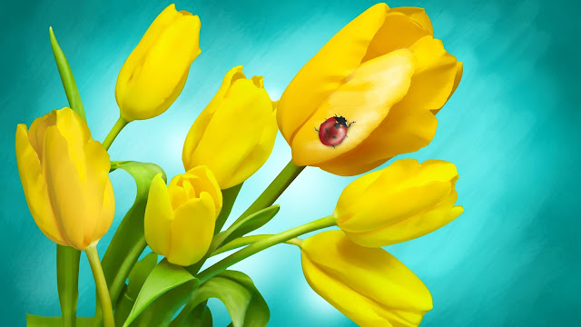 Yellow Tulips ART HD Wallpaper