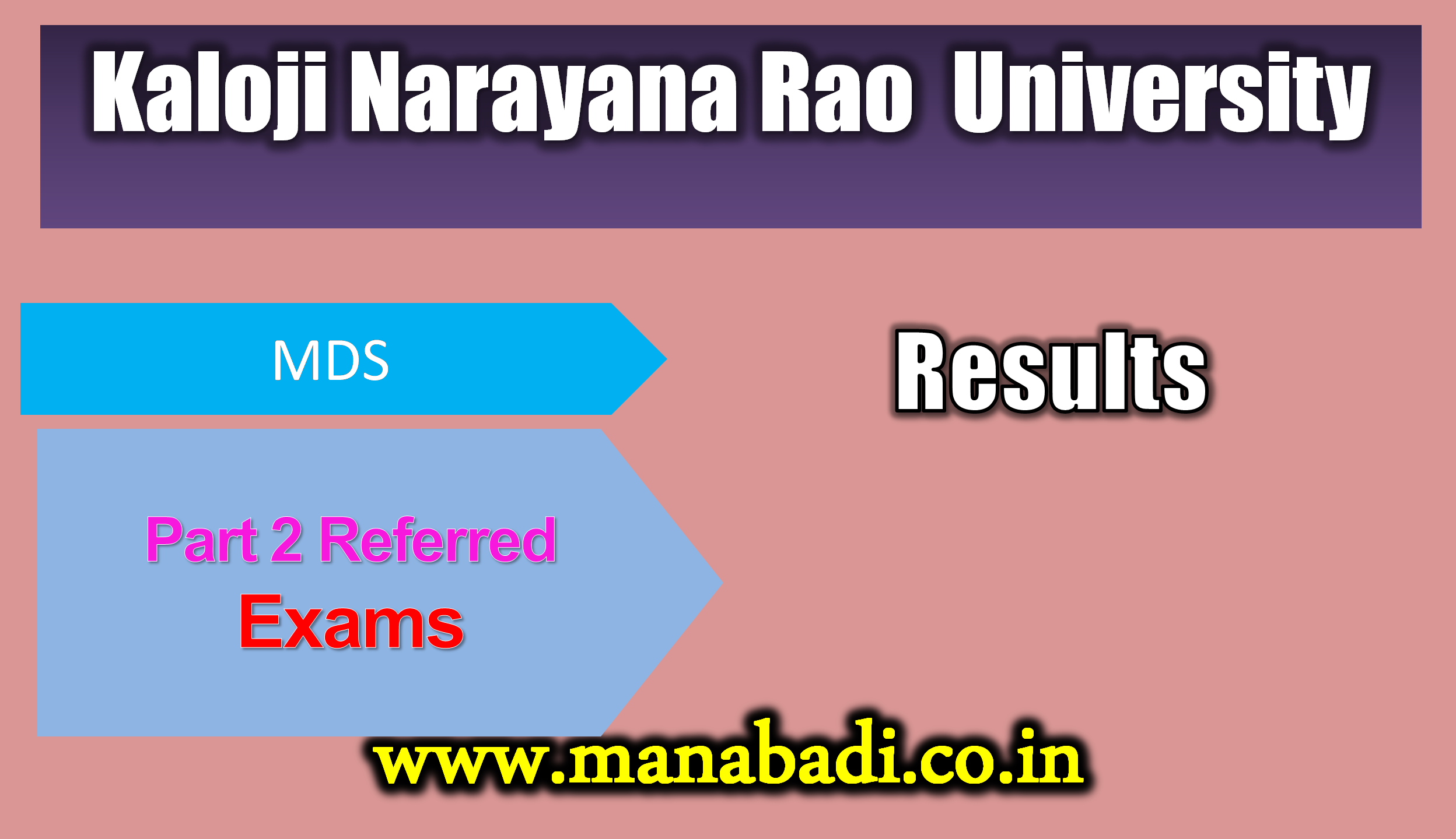 Kaloji Narayana Rao University MDS Part II  Exam- NOVEMBER 2023 - Referred Candidates Exam Results