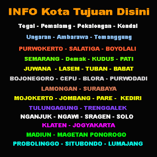 DAFTAR KOTA TUJUAN